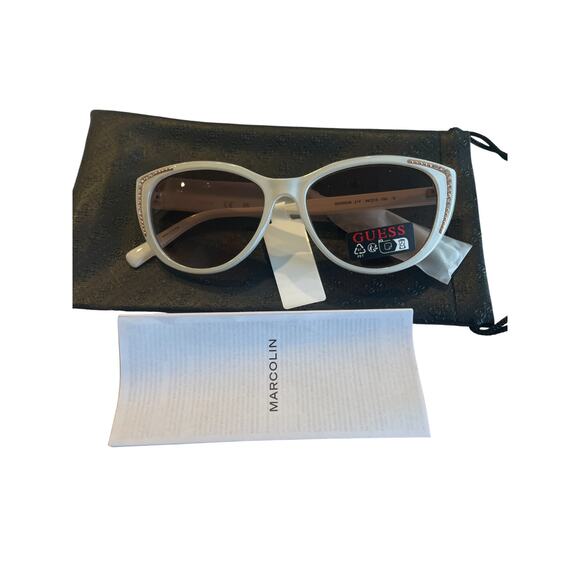 Guess Wm's Transparent White Brown Gradient Cat Eye 1950s Retro  Sunglasses NWT - Picture 2 of 3